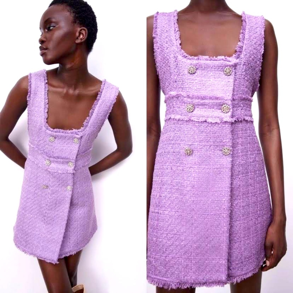 Zara Tweed lavender dress Size XS